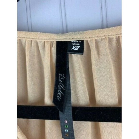 Bellatrix Size XS Womens Top Tan Dolman Sleeve Cross Over Front Lace Sco… - Picture 6 of 7